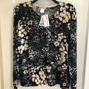 Floral + Sequins Acrylic Sweater